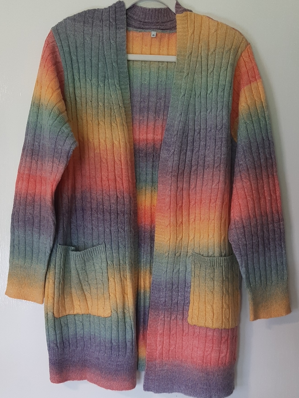 Women's XL Open-Front Cardigan Sweater Soft Pastel